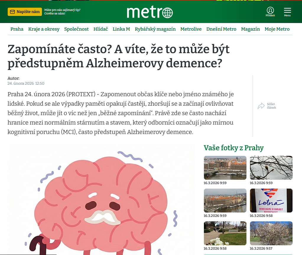 Screenshot článku Metro.cz