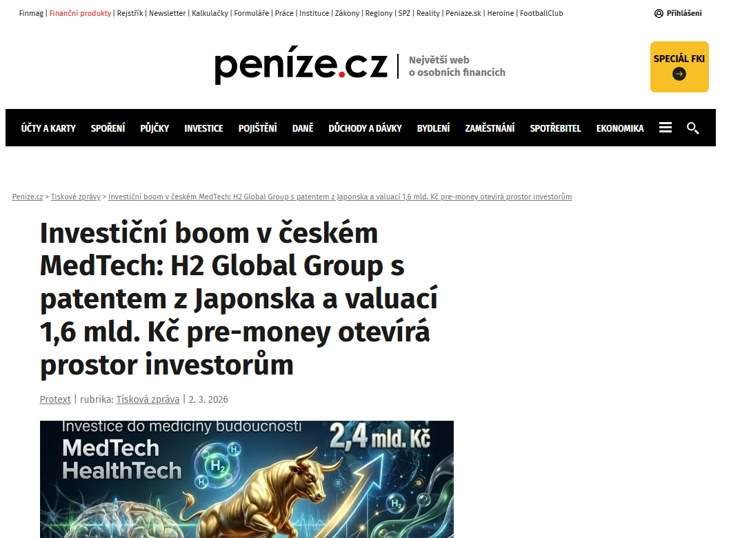 Screenshot článku Peníze.cz